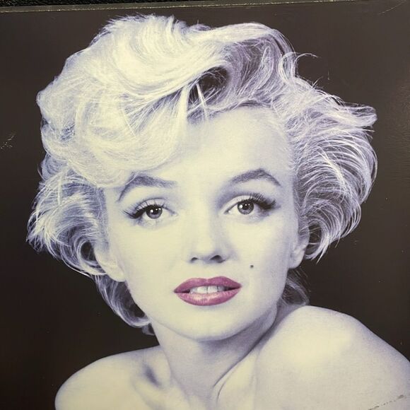 Marilyn Monroe Red Lips by Milton Greene on wood 19 x 15 EUC black & white w red - Picture 2 of 8